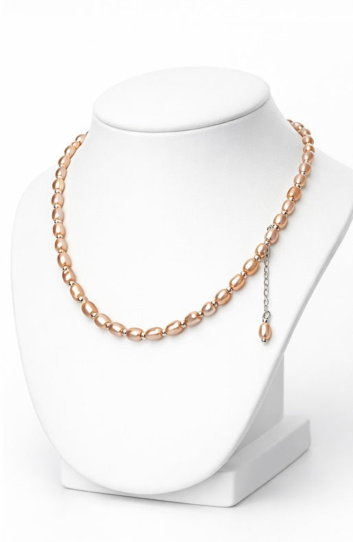 Coral pearl Silver Necklace