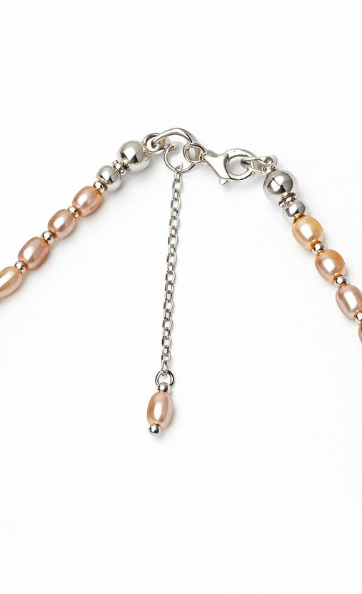 Coral pearl Silver Necklace