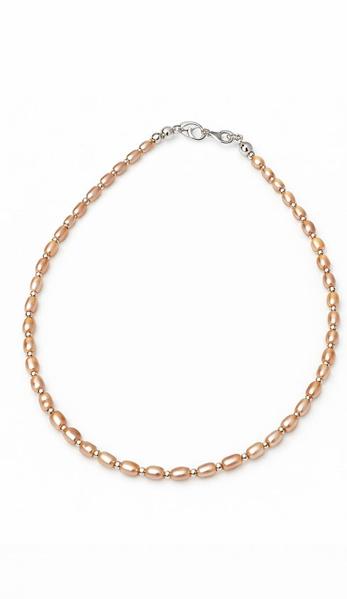 Coral pearl Silver Necklace